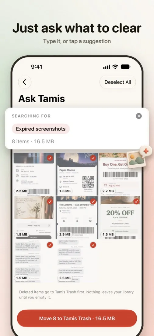 Ask Tamis finding photos from a typed request