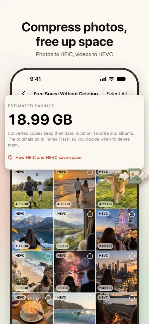Converting photos to HEIC and videos to HEVC
